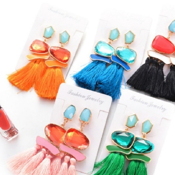 LAST ONE tassel earrings pink and orange nwt - Picture 3 of 3